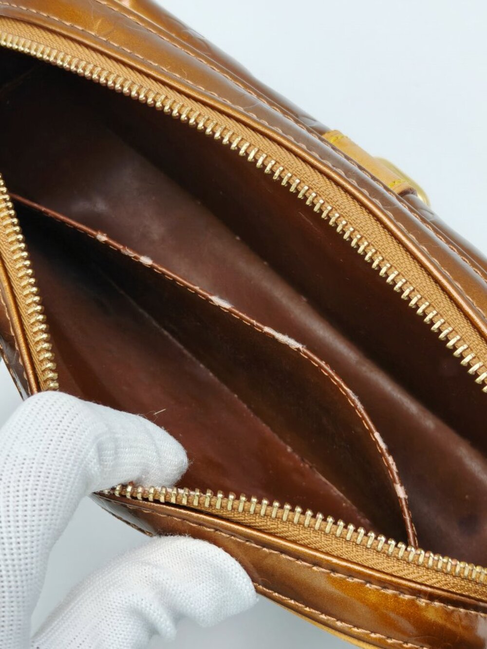 Louis Vuitton Vernis Christie MM Bronze Crossbody Shoulder Bag Patent Leather - Picture 10 of 15